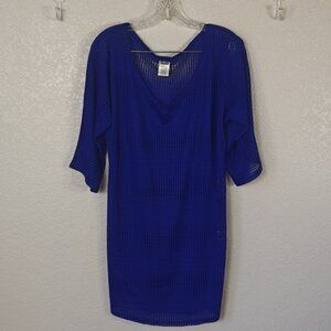 O'Neill Size M/L Cover Up Royal Blue V-neck 3/4 Sleeve